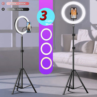 10 "LED Selfie lampa pierścieniowa koło wypełnić światło ściemniania okrągła lampa statyw Trepied makijaż fotografia RingLight telefon stojak uchwyt 6